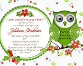 Christmas Holiday Owl Baby Shower Invitation Red and Green Printable and Custom Invite Il_170x135