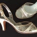 Vintage 1950s shoes / 50s clear vinyl silver wedding shoes sling back stiletto sandals UK 5 EU 38 US 7