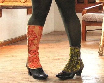SALE steampunk Short Spats Waterproof victorian Gaiters Boot Women costume one size spat damask brocade