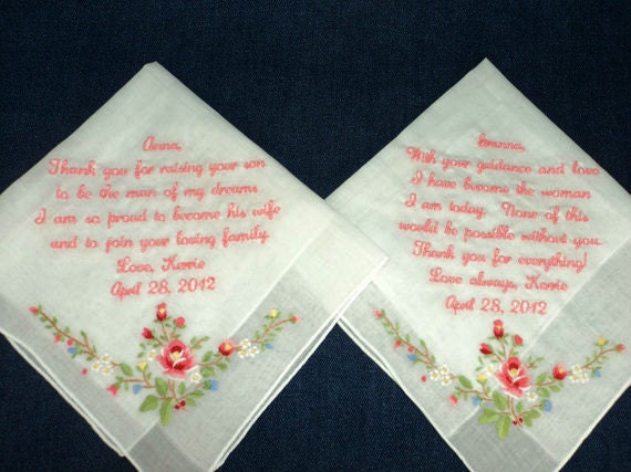 Beautifully Embroidered Wedding Handkerchief Preembroidered for the Bride to give to her loved ones on her Wedding Day