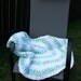 Crochet Circle Round Baby Afghan Blanket in Greens Blues and White