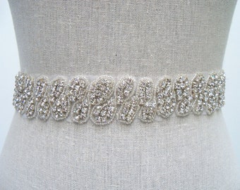 Jeweled Bridal Sash, Rhinestone Sash, Beaded Bridal Belt, Bridal Dress Sash, Wedding Sash, Bridal Belt, Crystal Sash, Swarovski Sash