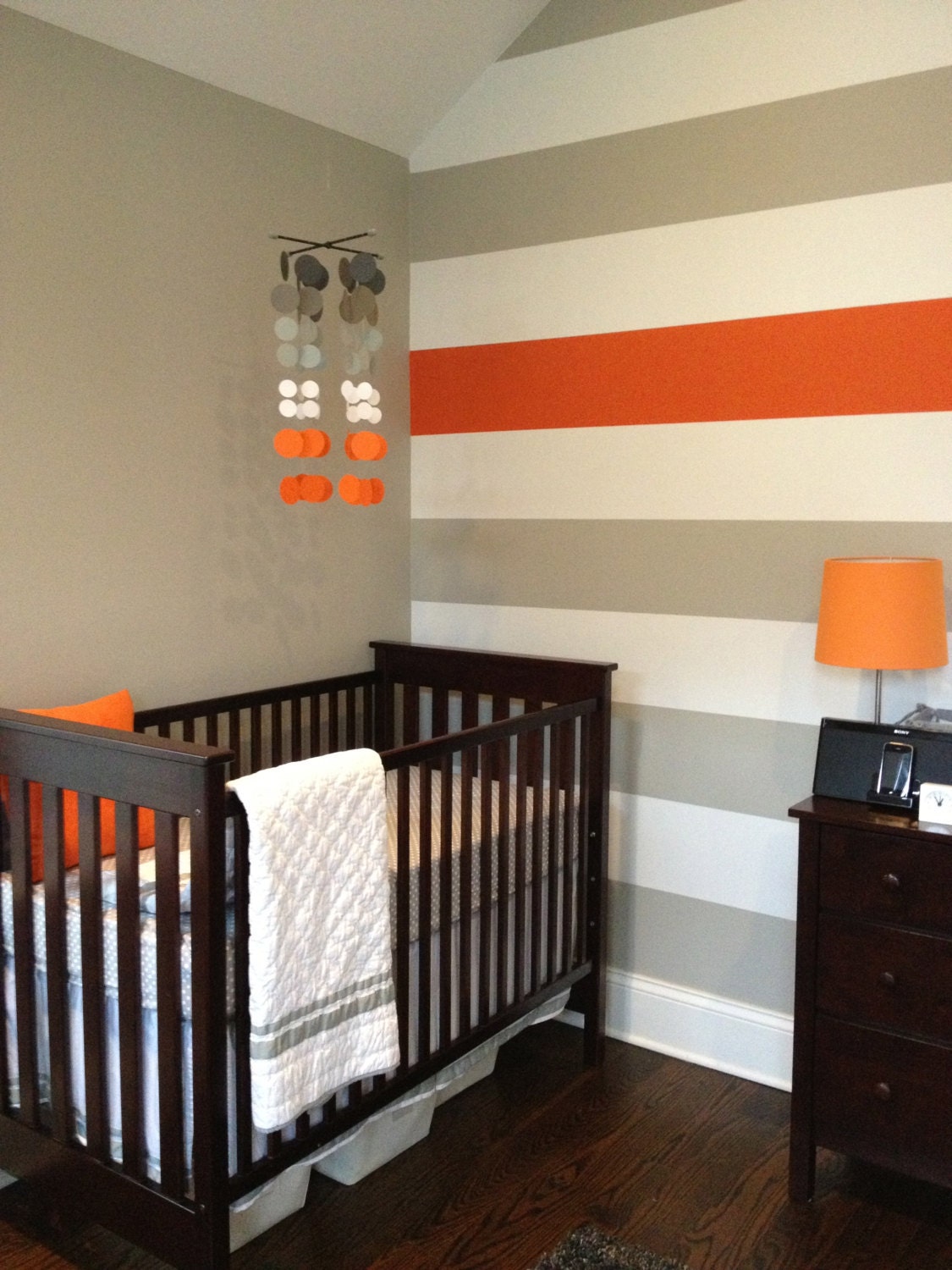 Grey and Orange Nursery Mobile...Tangerine clouds