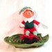 Mid Century Elf Doll FigureToy Ornament Christmas Holiday Home Decor Red Green Bendable Cloth Stuffed