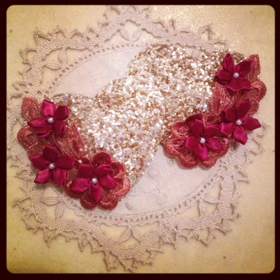 Gold Heart Flower Nipple Tassels by Talulahblueburlesque on Etsy
