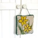 Vintage Hand Hooked Rug Door Knob Hanger Daffodils Pillow Needlework
