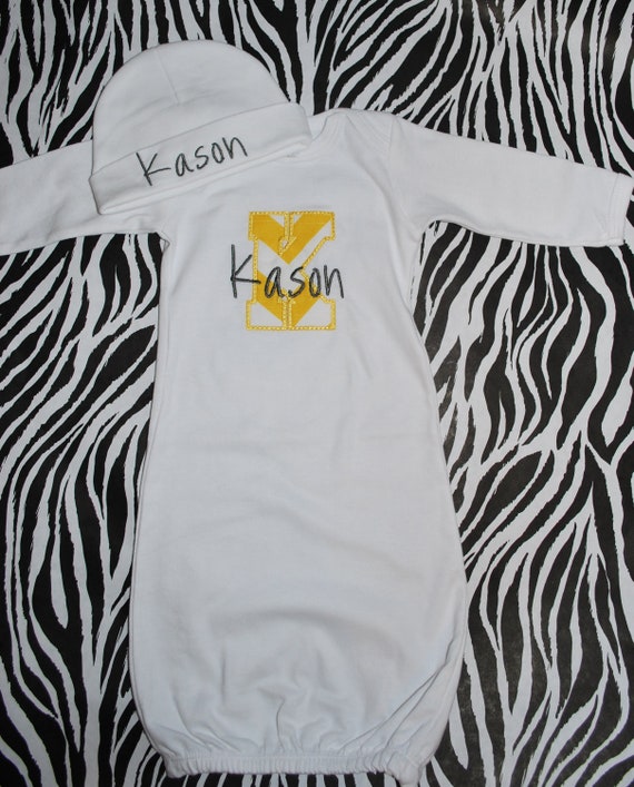 Items Similar To Personalized Infant Baby Gown With Hat Monogrammed