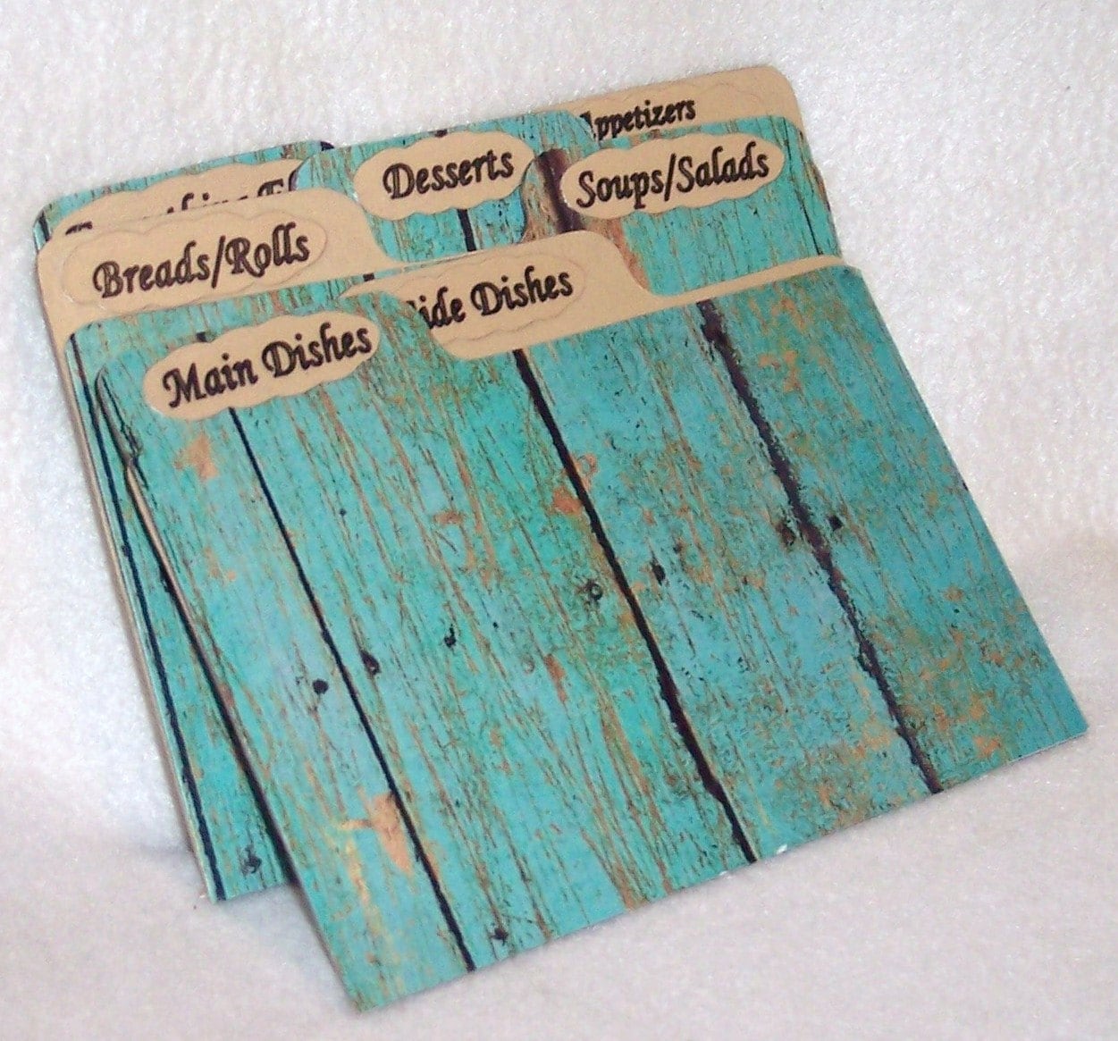 Recipe Card Dividers for Wood Fence Turquoise Recipe Box