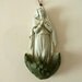 Holy water font of bisque, Antique French 1800s Art Nouveau Holy Virgin Mary religious saint w flowers, numbered