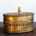 Vintage Oval Brass Box, Ornate India Filigree Decorative