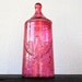 Vintage Pink Glass Apothecary Candy Jar, Eagle Crest