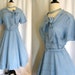Vintage 1950s Dress - Irma Hill Blue Rayon and Cotton