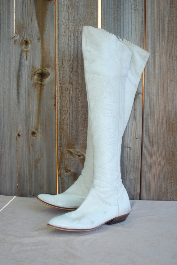 white over the knee flat boots