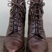 Short Chocolate Brown Italian Leather Nordstrom Lace-Up Boots Women's Size 6