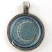 Crescent Moon Pendant - Vintage Jewel Photo Blue Teal Silver Brooch Round Resin Jewelry