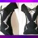 SMALL - Juniors / Womens Cut Shirt "BLACK DRAGONFLY" Weaved Black Top