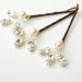 Sale Brown only available Hair Pins Crystal Rhinestones Ivory Pearl Silver Bridal Accessories Bridesmaid Headdress Set of Three Floral Sprig