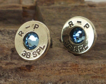 Bullet Earrings - Ultra Thin - Aquamarine - March Birthstone