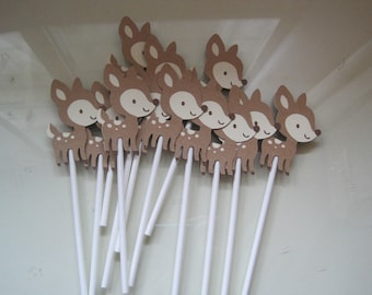 12 deer cupcake toppers