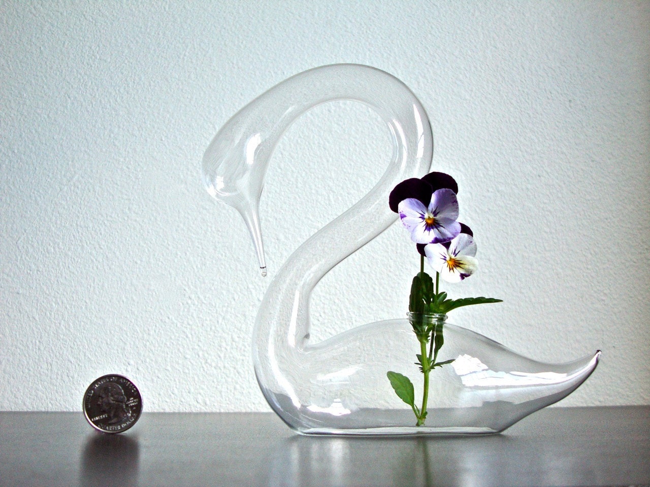 One and Only Vintage Swan Glass Vase by eGardenStudio on Etsy