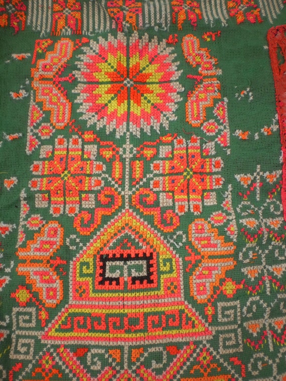 Hmong Embroided Folk Art Tribal Textile Panel by KulshiMumkin