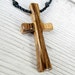 Rustic Hand Carved Cross - African Zebrawood - Mens Jewelry