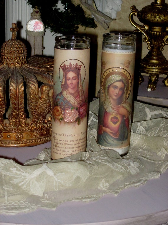 Religious Candle Prayer Candle Vintage Image Queen of the