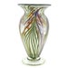 Hand Blown Art Glass Vase - Iridescent Amber , Purple, and Red - Green and Black