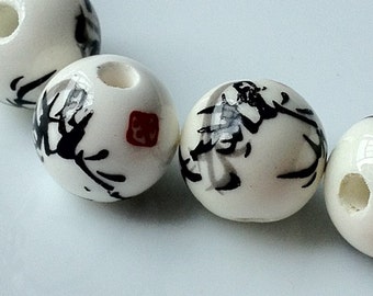 12 mm "Chinese Painting" Porcelain Beads (.am)
