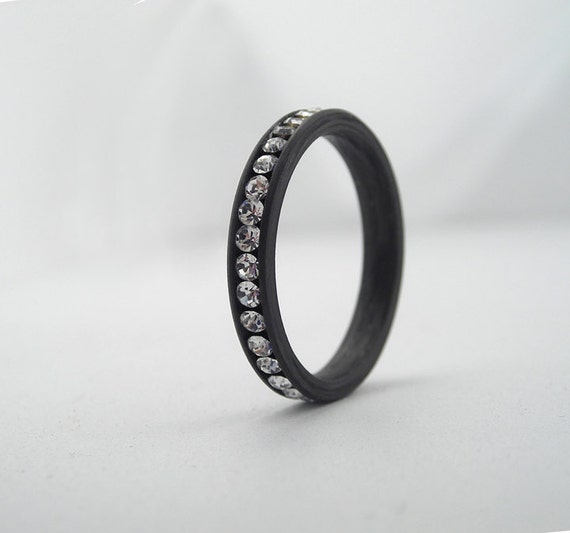 Women's carbon fiber eternity ring. Engagement ring with by Rosler
