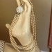 Vintage Pearl Necklace Rhinestone REVERSABLE Clasp by Sarah Coventry 3 Strand ivory