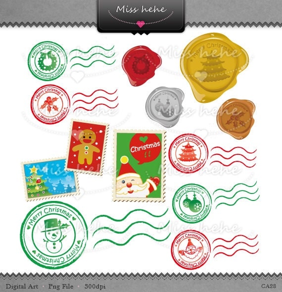 Digital Clip Art Christmas mail graphic set PNG File by Misshehe