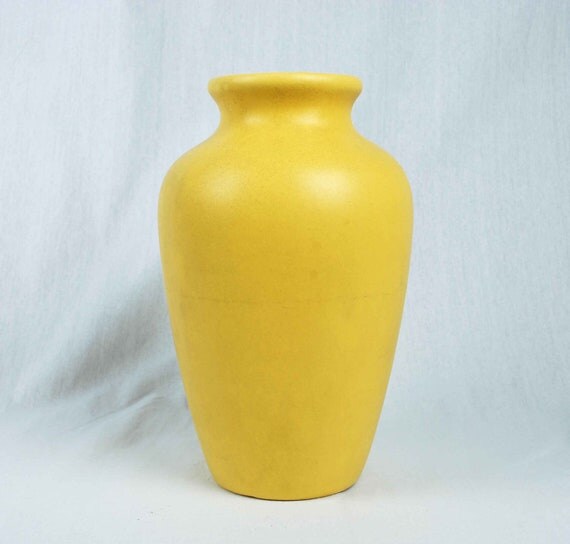 Large Yellow Vase / Vintage Pottery Urn