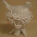 Vintage Rare Westmoreland MILK GLASS Bird in a Nest on Pedestal Covered Candy Dish Compote Serving Display