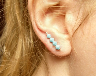 Long Stud Earrings: Ear Pin Earrings Swarovski by JewelleryByJora