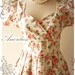 Lady Duchess Amor Vintage 50's Inspired Cream Soft Red Lavender Floral Sweet Gorgeous Dress -Size S-M-