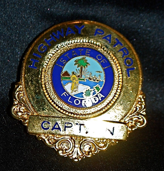 Items similar to Vintage Florida Highway Patrol CAPTAIN POLICE BADGE ...