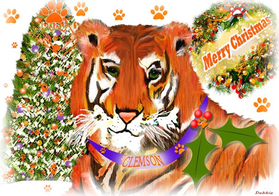 clemson tiger christmas greeting card clemson tiger christmas greeting card