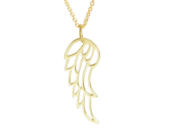 Solid 14k Gold Angel Wing Necklace 5761