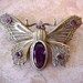 Reserved: Gorgeous Art Nouveau Era Jeweled Butterfly Brooch with Amethyst Colored Stones