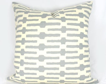 Annie Selke - Links - Grey, Cream - Decorative Pillow Cushion Cover - Accent Pillow - Throw Pillow - 18 x 18 Inch