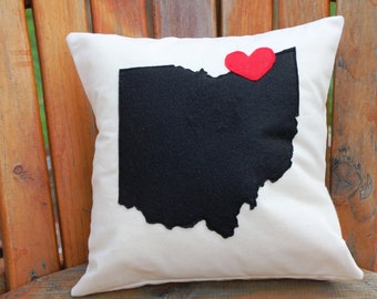 12x12 "I Love Cleveland" Appliqued Pillow Cover