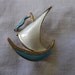 Vintage Ship Brooch - Sterling Silver Gilt Enamelled Brooch - Ivar Holt, Norway