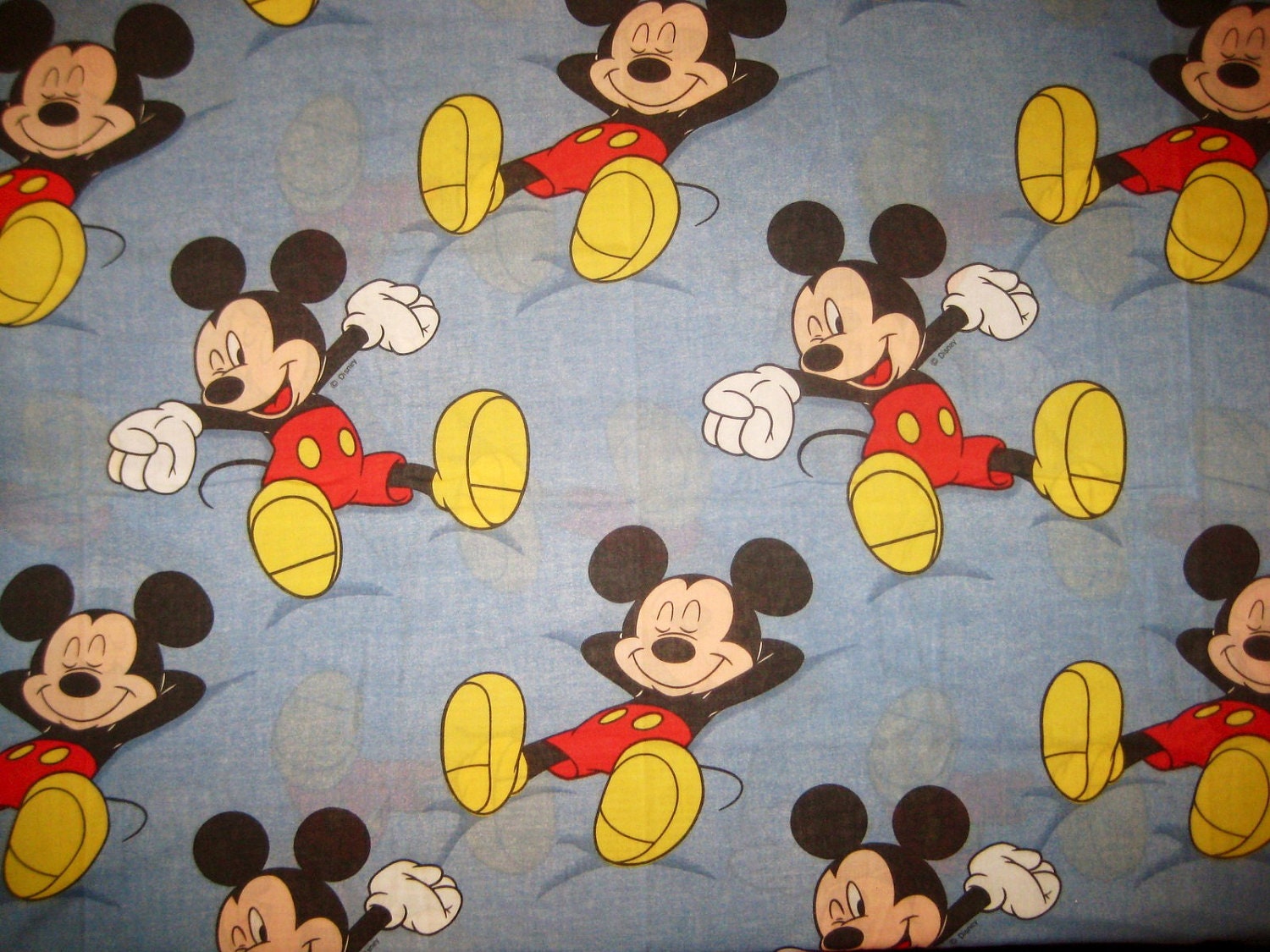 Vintage Mickey Mouse Twin Flat Sheet Fabric Disney