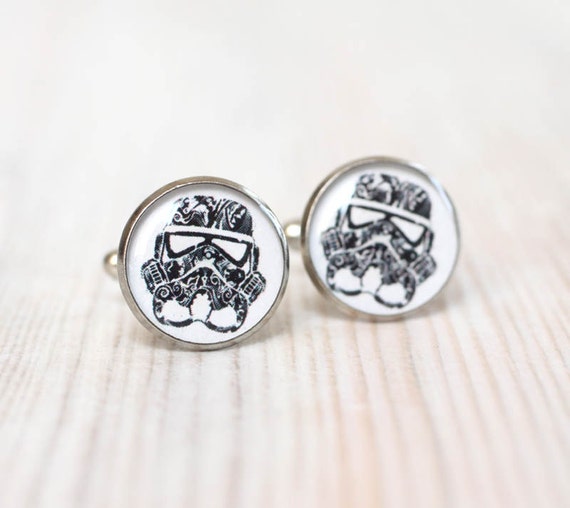 STAR WARS Cufflinks - Stormtrooper Cuff Links - Wedding cuff links for groom, groomsmen