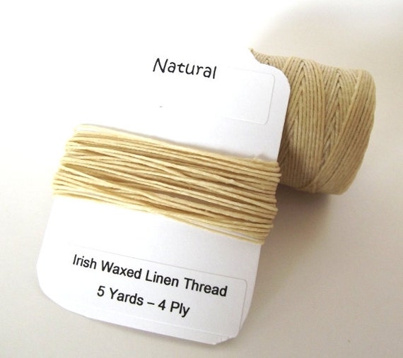 Irish Waxed Linen Thread Cord Natural 4 Ply 5 Yards