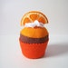 Felt chocolate and orange cupcake, pincushion, play food