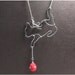 Curious Cat Necklace - wire, crystal beads, wool felt