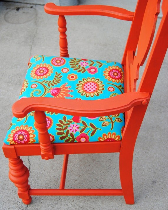 Painted vintage chair floral upholstered