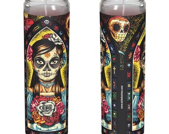 Mexican Day of the Dead Candle - "Muerta"